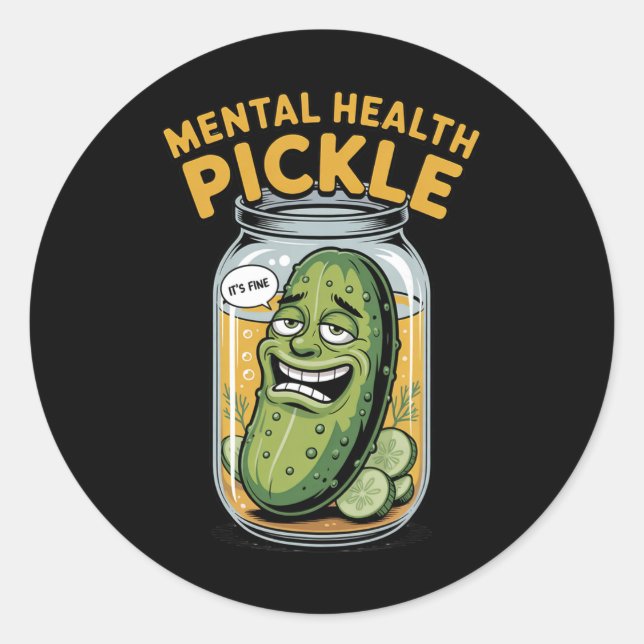 Sticker Rond Pot de cornichons à faux sourire pour la sensibili (Devant)