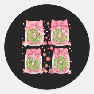 Sticker Rond Pot de cornichons de fraise mignons Kawaii pour la