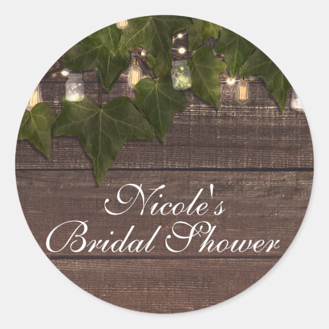 Sticker Rond Pot de fleurs avec guirlande lumineuse et lierre,  (Devant)