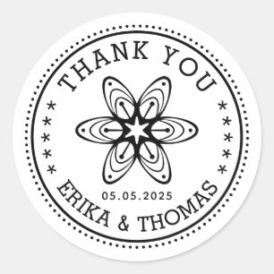 Sticker Rond Pot de fleurs minimaliste pour remerciement de mar