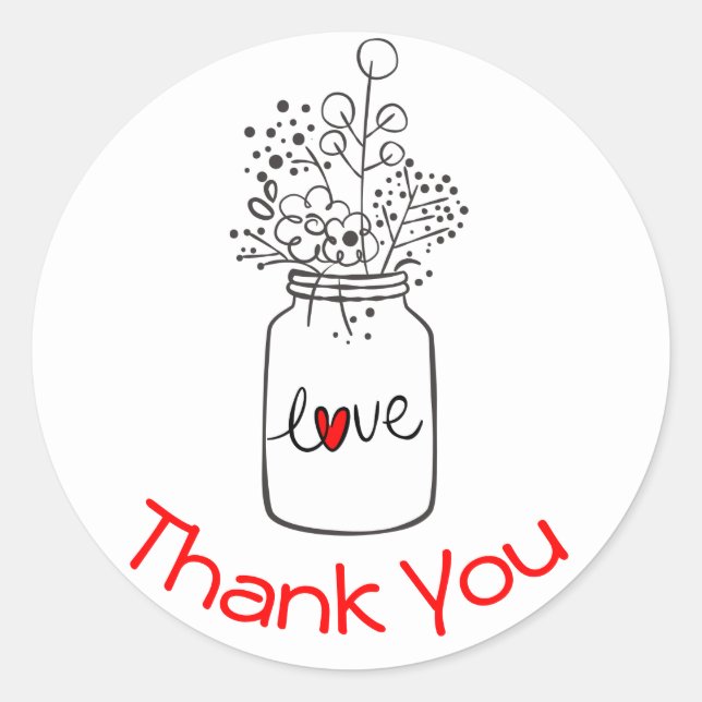 Sticker Rond Pot de fleurs remerciement floral rustique bocal m (Devant)
