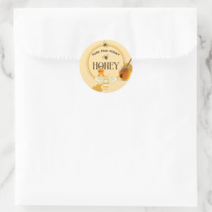 Sticker Rond Pot de miel Abeille à miel Nid d'abeille Apiarium