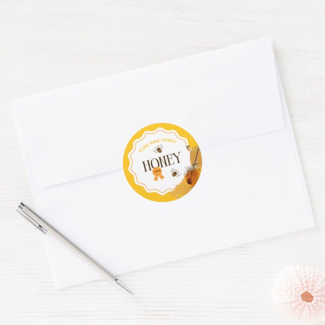 Sticker Rond Pot de miel abeille miel ruche Apiculture (Enveloppe)