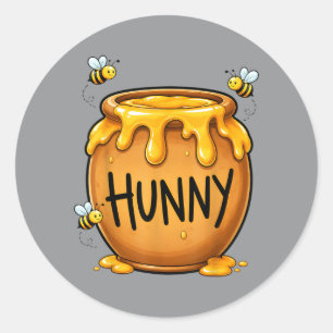 Sticker Rond Pot de miel avec abeilles Pot de miel Halloween mi