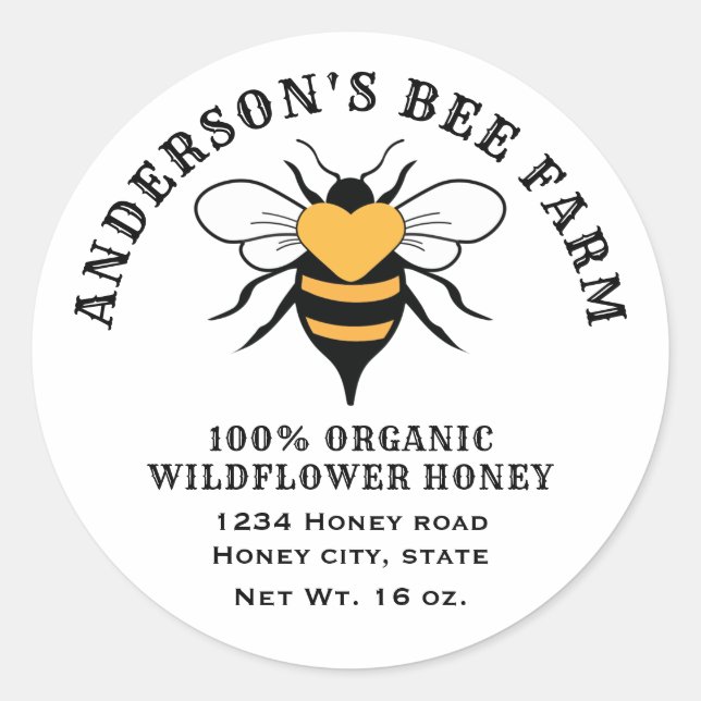 Sticker Rond pot de miel d'abeille vintage (Devant)