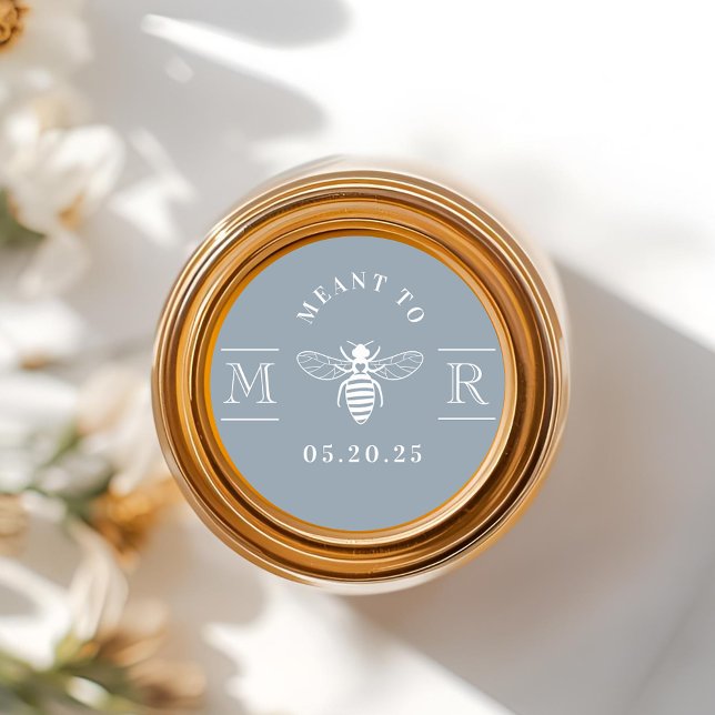 Sticker Rond Pot de miel de mariage bleu poussiéreux destiné à  (Créateur téléchargé)