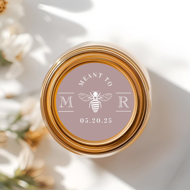 Sticker Rond Pot de miel de mariage Mauve Meant to Bee (Créateur téléchargé)