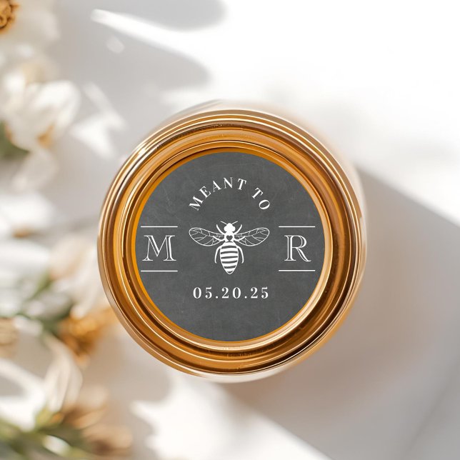 Sticker Rond Pot de miel de mariage rustique à la craie destiné (Créateur téléchargé)