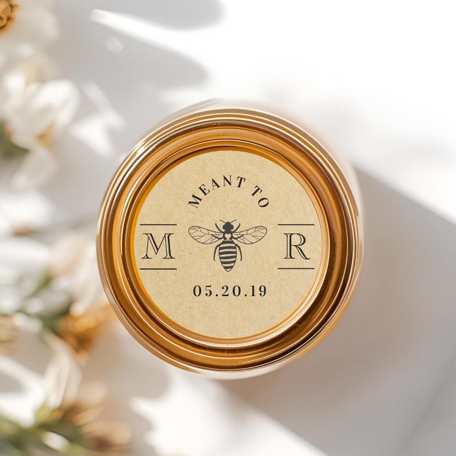 Sticker Rond Pot de miel de mariage rustique Kraft destiné à l' (Créateur téléchargé)