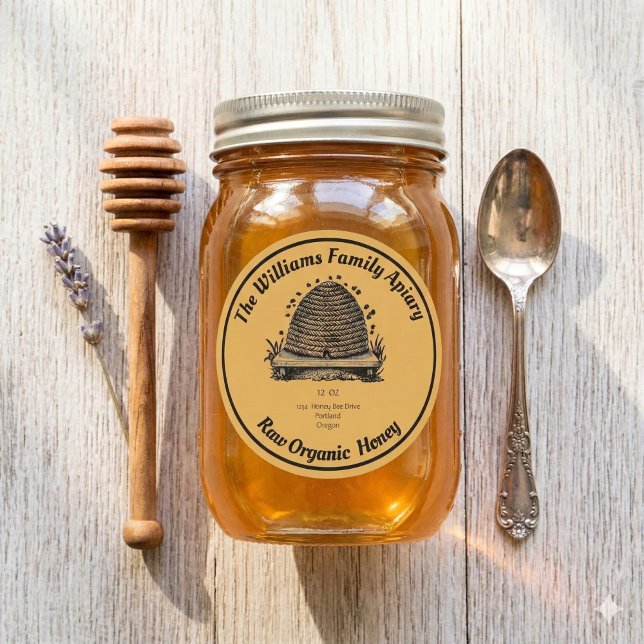 Sticker Rond Pot de miel de rucher d'abeille à miel | Miel bio  (Créateur téléchargé)