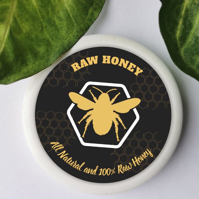 Sticker Rond Pot de miel frais rucher d'abeilles apiculteur (Créateur téléchargé)