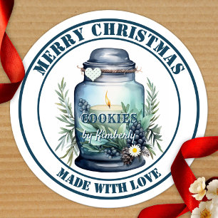 Sticker Rond Pot de Noël à cookies en aquarelle