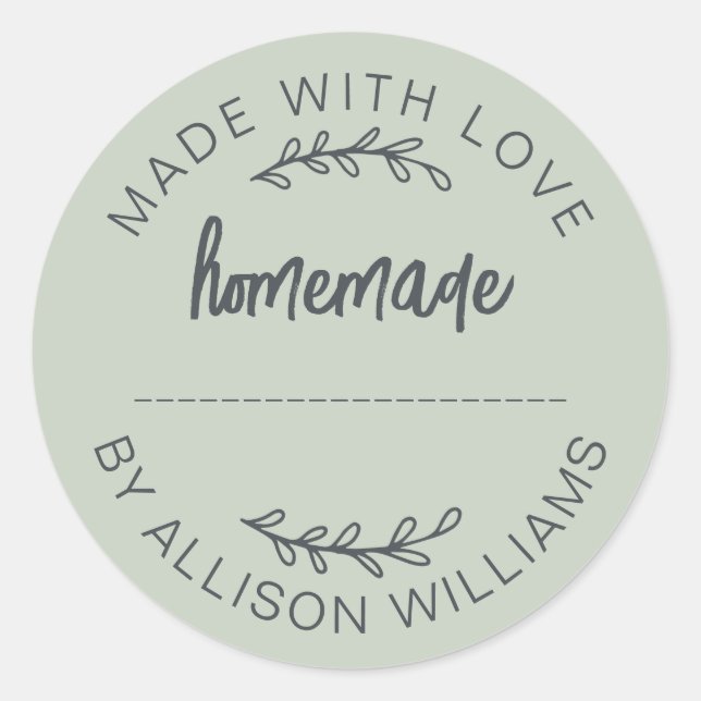 Sticker Rond Pot de nourriture maison fait avec amour écriture  (Devant)