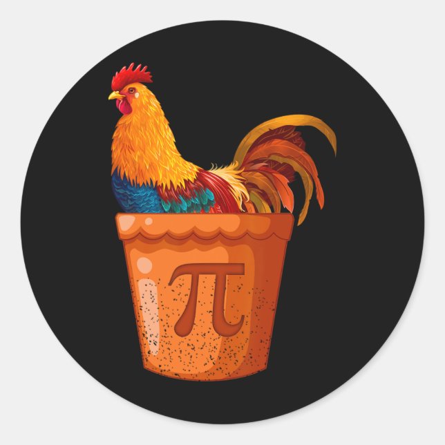 Sticker Rond Pot de poulet Pi - Enseignant en mathématiques - H (Devant)