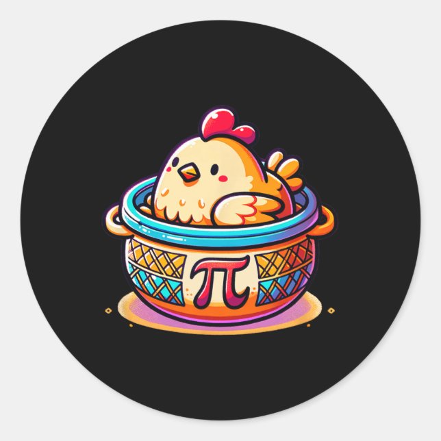 Sticker Rond Pot de poulet Pi Funny Pi Jour math (Devant)