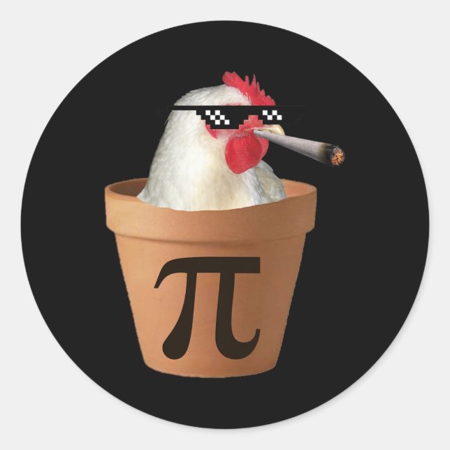 Sticker Rond Pot de poulet tarte amusant Math Pi Jour (Devant)