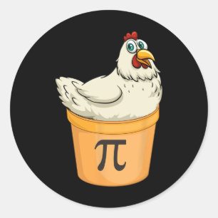 Sticker Rond Pot de poulet tarte amusant Math Pun Pi de poulet 