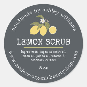 Sticker Rond Pot de soin corporel au citron fait main et bio