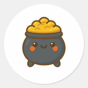 Sticker Rond Pot d'or Kawaii