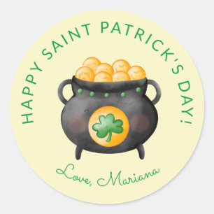 Sticker Rond Pot d'or Saint Patrick's Day Party Faveurs