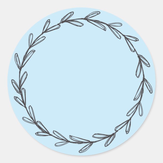 Sticker Rond Pot en verre bleu clair/ Couronne vierge dessinée  (Devant)