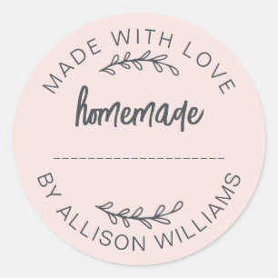 Sticker Rond Pot en verre d'aliments faits maison avec écriture