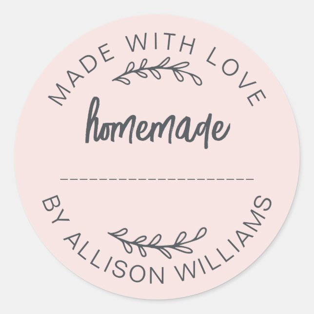 Sticker Rond Pot en verre d'aliments faits maison avec écriture (Devant)