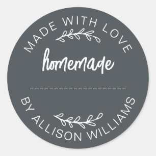 Sticker Rond Pot en verre de nourriture faite maison avec amour