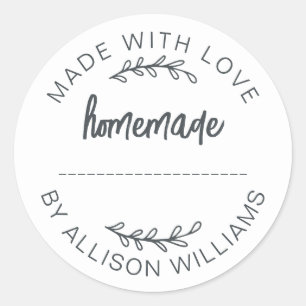 Sticker Rond Pot en verre pour nourriture maison fait avec amou