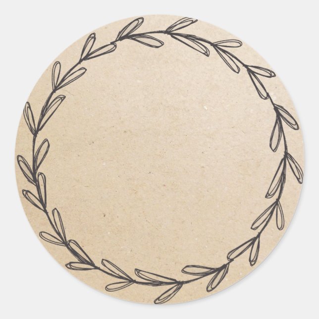 Sticker Rond Pot/Épice Couronne main dessinée Kraft (Devant)