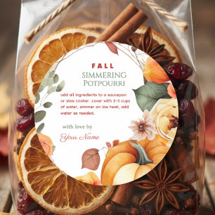 Sticker Rond Pot-pourri d'automne à mijoter sur la cuisinière
