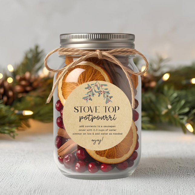 Sticker Rond Pot-pourri de Noël fait maison pour cadeau de fête (Créateur téléchargé)