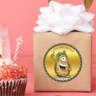 Sticker Rond Potates de caractère avec poils verts