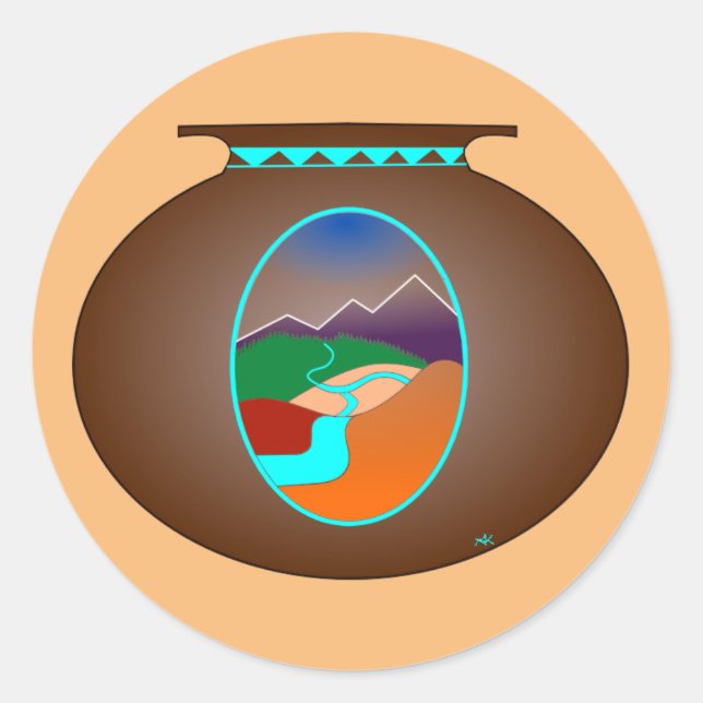 Sticker Rond Poterie du sud-ouest (Devant)