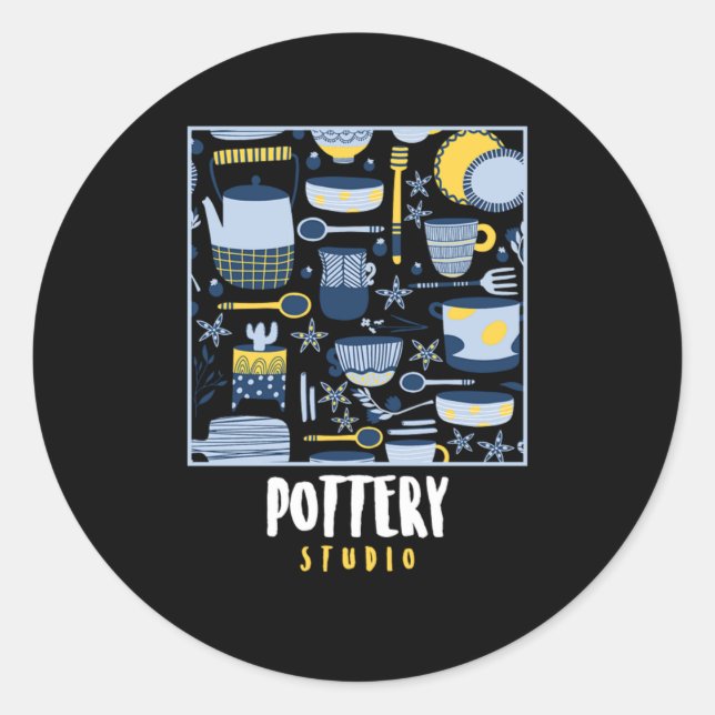 Sticker Rond Poterie Studio Céramique Porcelaine Sculpture Cade (Devant)