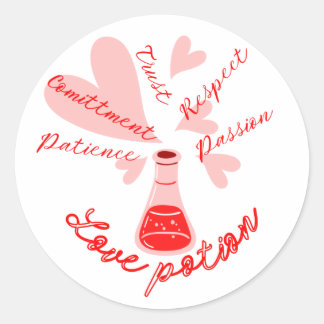 Sticker Rond Potion d'amour avec ingrédients
