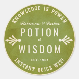 Sticker Rond Potion de la Sagesse vert Halloween potion autocol
