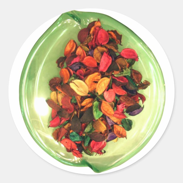 Sticker Rond Potpourri coloré : Un écran à parfum (Devant)
