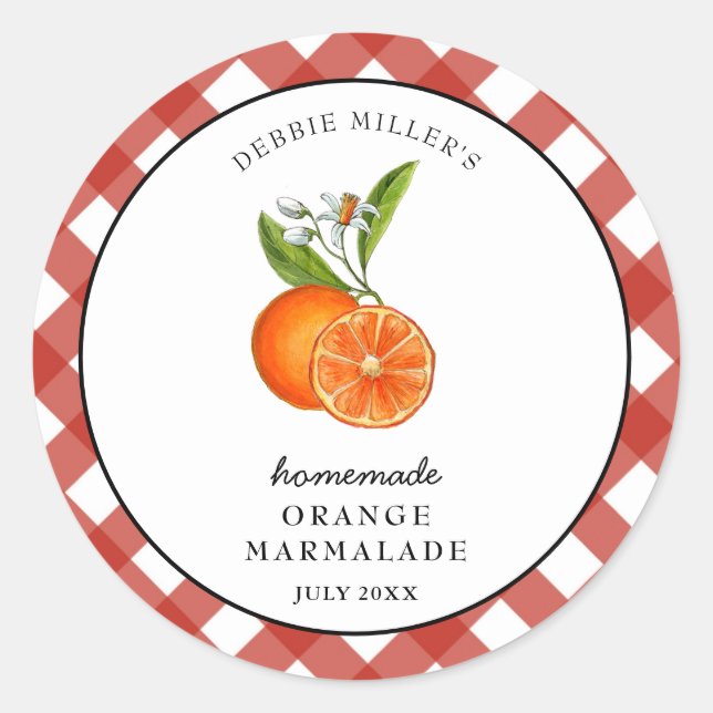 Sticker Rond Pots de confiture d'orange marmelade aquarelle  (Devant)