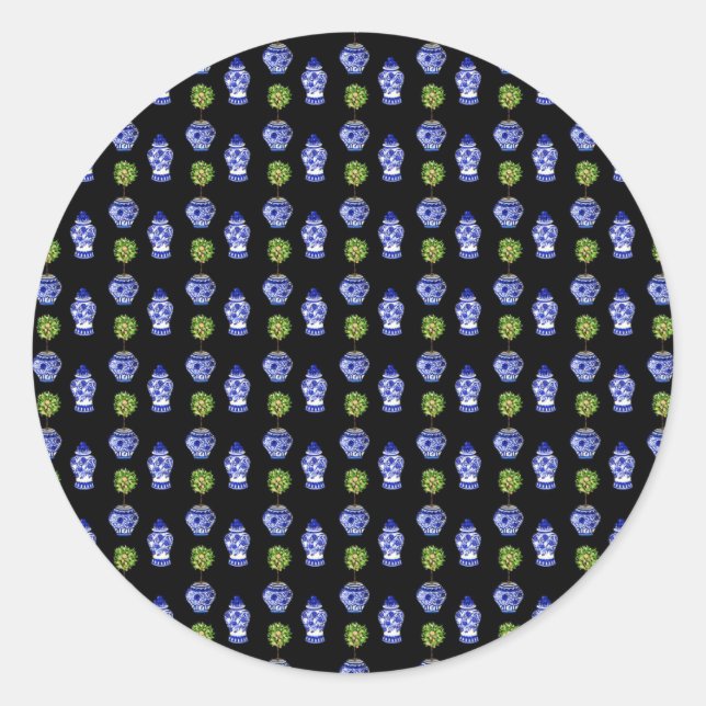 Sticker Rond Pots de gingembre et joints d'enveloppe d'arbre op (Devant)