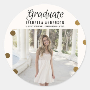 Sticker Rond Pots et rayures or tendance Parti de graduation mo