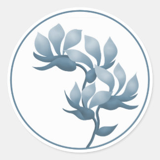 Sticker Rond Pots Floraux Bleus