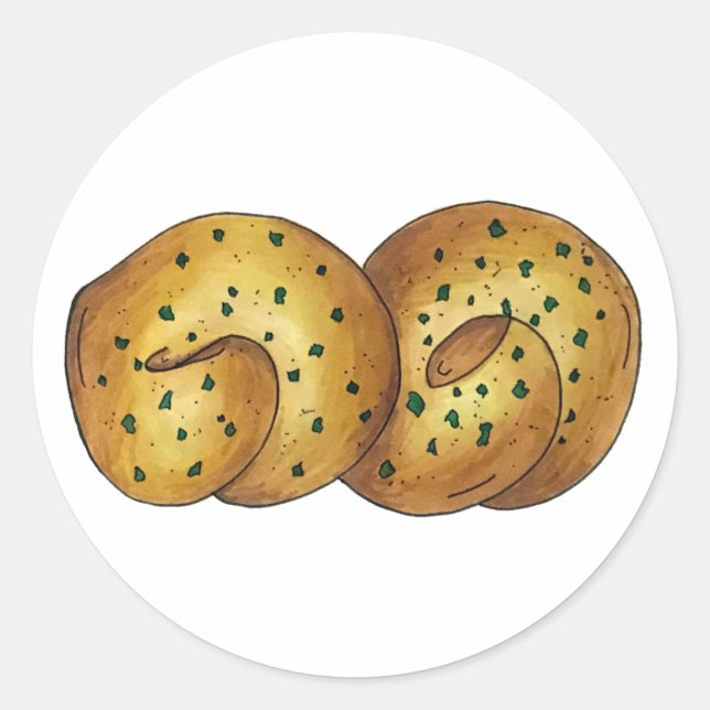 Sticker Rond Pouce d'ail Pain Roll Italien Cuisine alimentaire  (Devant)