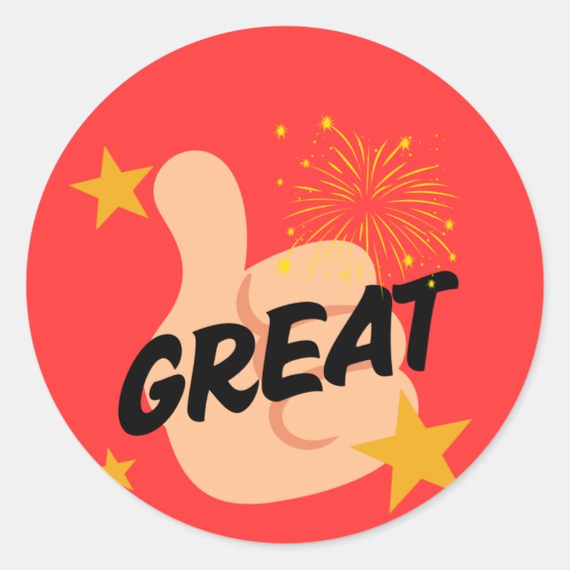 Sticker Rond Pouce rouge vers le haut récompense de professeur  (Devant)