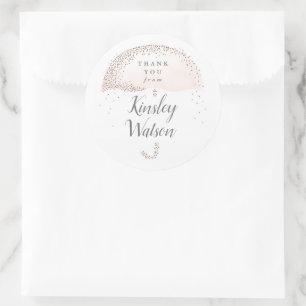 Sticker Rond Poudre de fard rose pastel parapluie bébé aquarell