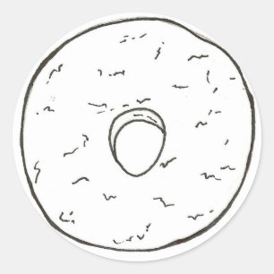 Sticker Rond Poudre Doughnut Sucre Petit Déjeuner Pâtisserie