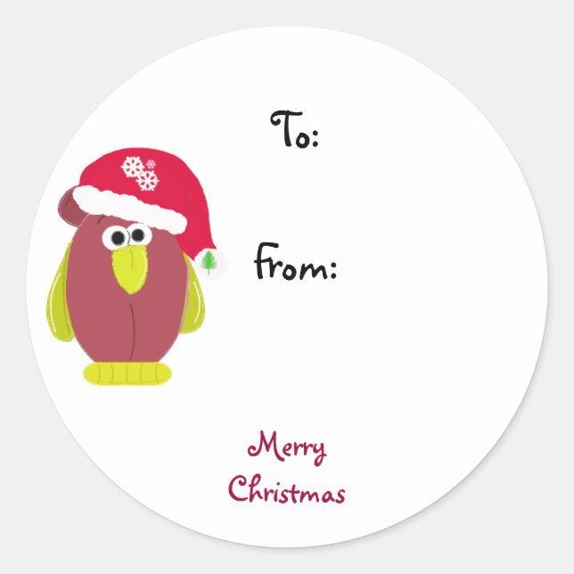 Sticker Rond Poule de Noël dessin animé (Devant)