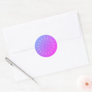 Sticker Rond poule rose violet doilies classique collant rond