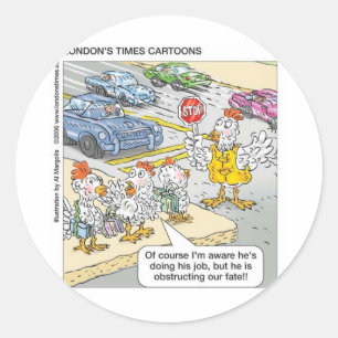Sticker Rond Poules Barrières Cadeaux Drôles de Cartoon & T-shi