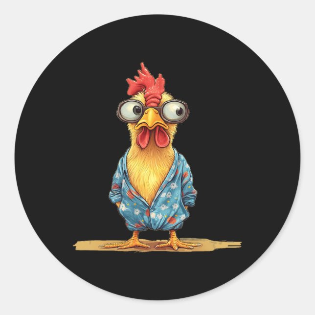 Sticker Rond Poules endormies se balançant dans des pyjamas con (Devant)